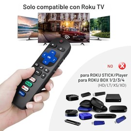 Paquete de 2 controles remotos de repuesto solo para Roku TV, compatible con TCL Roku/Hisense Roku/Onn Roku/Sharp Roku/Element Roku/Westinghouse Roku/