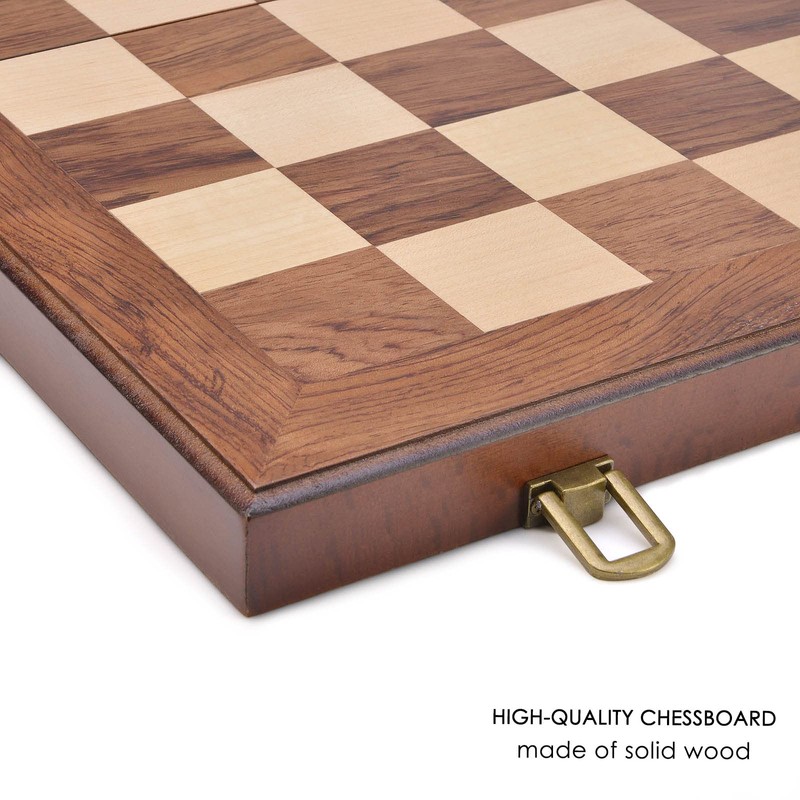AMEROUS Wooden Chess & Checkers Set with Upgraded Weighted Chess