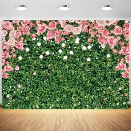 7x5ft Spring Flowers Backdrop for Photography Spring Floral Photo Backdrop Green Leaf Backdrops Birthday Party Decoration Wedding Bridal Shower Backdrop Photo Studio Props