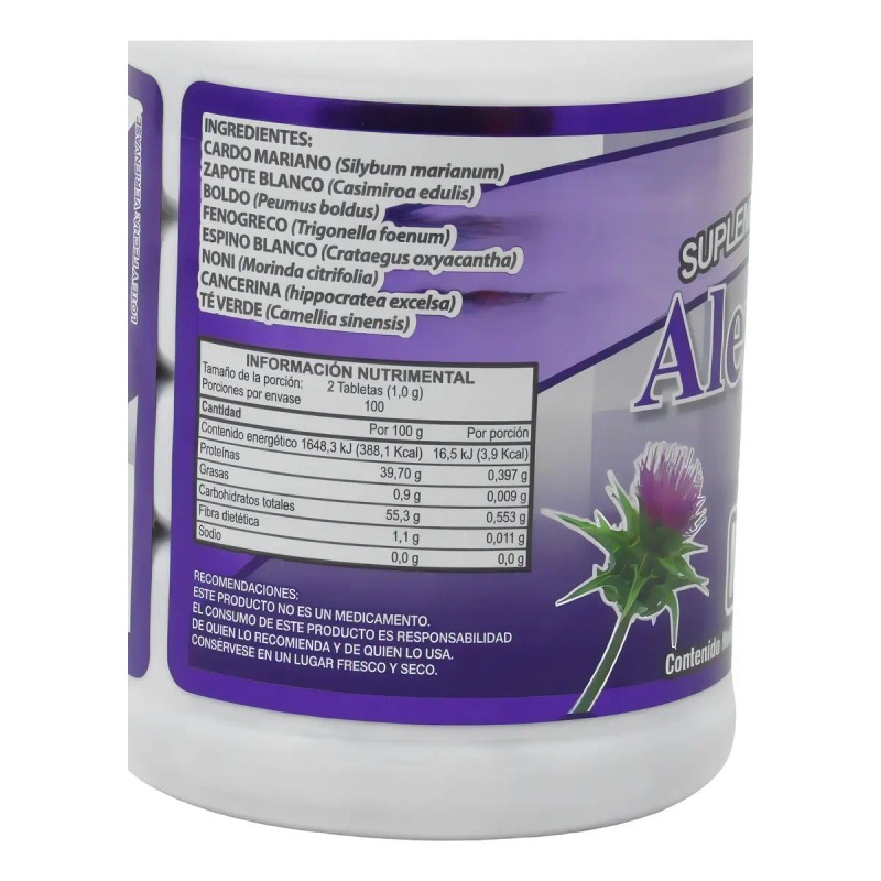 Cardo Mariano Alexyessy Natural 200 Tabletas 500mg Veganas