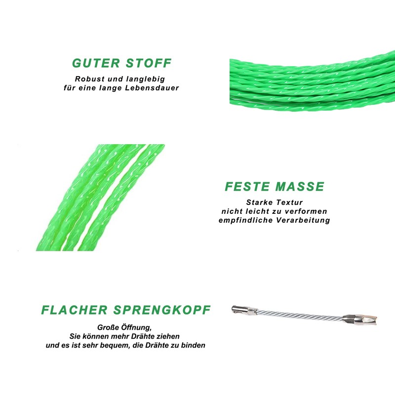 Cable retraction aid, 20 m spiral pull wire with 2
