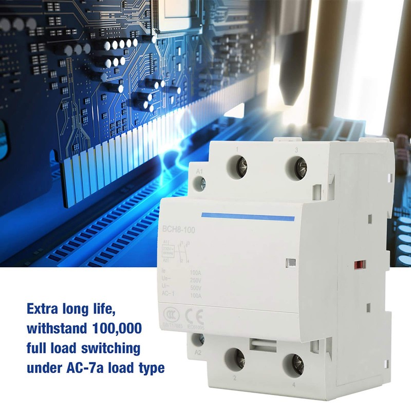 Oumefar Electrical AC Contactor, Ultra-Silent Modular Contactor 100A 2 Pole