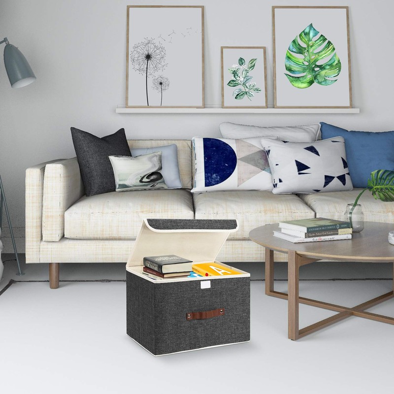 TYEERS 2x Foldable Storage Boxes with Lids, Storage for Clothes,