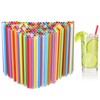 [100 Pcs] Colorful Disposable Drinking Plastic Straws - Long Cocktail