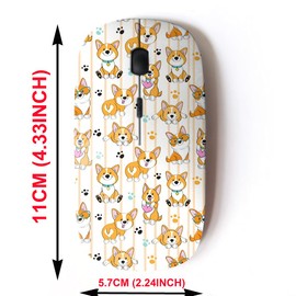 2.4G Wireless Mouse with Cute Pattern Design for All Laptops and Desktops with Nano Receiver - Cute Dog Corgi on Striped