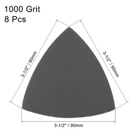TOP-VIGOR 8Pcs 1000 Grit Triangular Sandpaper, 90mm Hook and Loop Sanding Pad Fit 3-1/2 Oscillating Multi-Tool, Electrostatic Sand Planting Sanding Paper Silicon Carbide for Wet and Dry Use