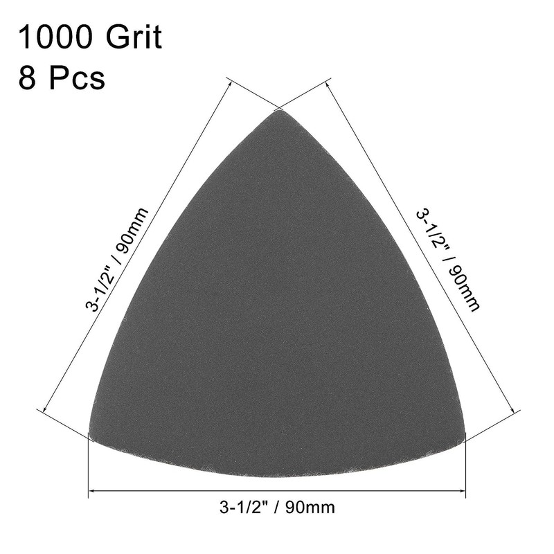 TOP-VIGOR 8Pcs 1000 Grit Triangular Sandpaper, 90mm Hook and Loop