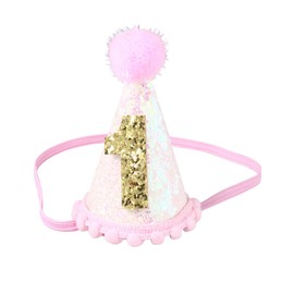 One 1st First Birthday Cone Hat Crown Tiara 1st First Birthday Party Decorations pink