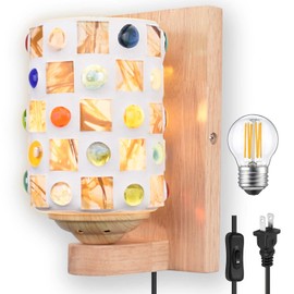 BARSUNS Vintage Multicolor Glass Bedside Wall Sconces, Retro Plug-in or Hardwire Vanity Light Fixtures, Bohemian Turkish Mosaic Style Shade Wall Lamp for Bathroom Bedroom Hallway Corridor