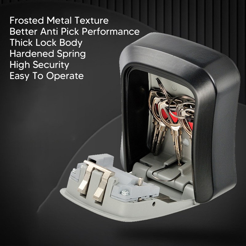 Key Lock Box Curved Aluminum Alloy Large Size Grey Wall