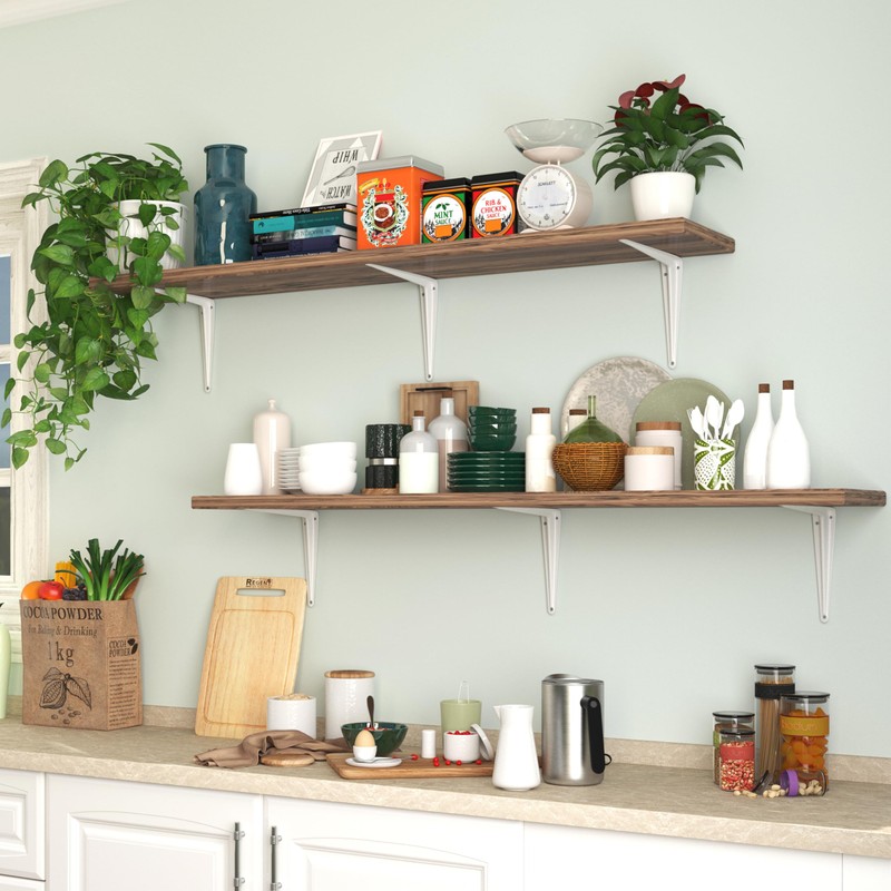 20 Pack Shelf Brackets 10 Inch, White Metal Brackets for