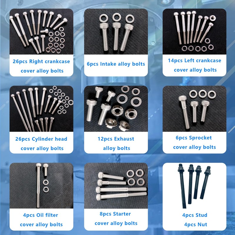 BIGLKNM Cylinder Head Studs Kit & Engine Bolt Screw Kit
