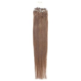 ALISY Human Hair Ring Loop Hair Tip Extensions Remy Hair Color Wig Extensions 50pcs (16inch, 8#)