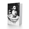 Artery8 Greeting Card Cute Duckling Sink Bath Time Black White
