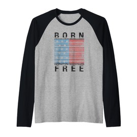 Trendy Born Free American Flag Poster Raglan Baseball Tee
