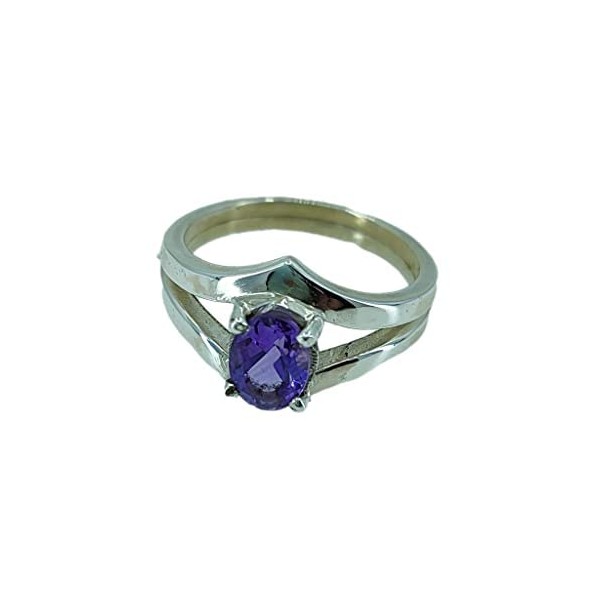 Navya Craft Amethyst-Stein-Silberring | 925 Sterling Silber Handgefertigter Statement-Versprechensring für