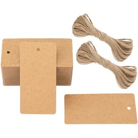 G2PLUS G2PLUS 100 Stk Geschenkanhänger Groß, 300g/m² Kraftpapier Etiketten Tags, 4.5 x 9 CM Geschenkanhänger Anhänger Etiketten mit Jute-Schnur