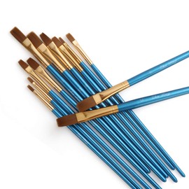 STARVAST Paint Brushes, 12pcs Artist Paint Brush Set Flat Paint Brushes for Acrylic Oil Watercolor Painting-Blue