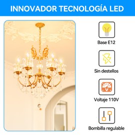 HORKEY Regulable E12 LED Clásico Candelabro Claro Bombillas, Equivalente 60W, 550 lúmenes, Filamento Claro Candelabro de Cristal B11 Bombilla, UL Listed Paquete de 6 (Luz cálida 3000K, Paquete de 6)