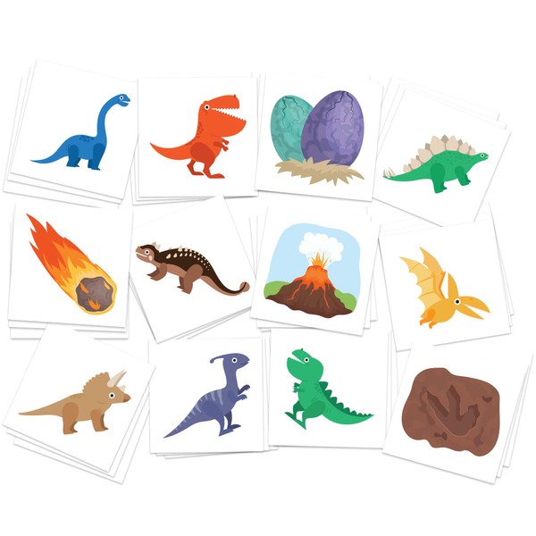 FashionTats Dinosaur Temporary Tattoos | Pack of 36 | Kids Party Supplies Decorations & Favors | Skin Safe | MADE IN THE USA