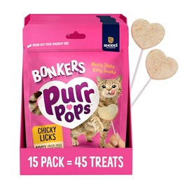 Bonkers Purrpops Freeze-Dried Chicken Flavored Lollipop Treats for Cats, 15 Pack