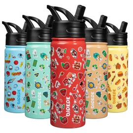 BJPKPK Insulated Water Bottle with Straw Lid, 18 oz Stainless Steel Metal Water Bottles, Reusable Leak Proof BPA Free Water Bottles, Cups, Thermos, Passionate-Red