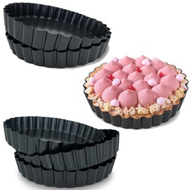 Urxirha 6 Pack Quiche Pans, Nonstick Tart Pans with Removable Bottom for Baking Treats, Pie, Quiches, Tartlets (5 Inch)