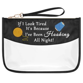 Crochet Gifts for Crocheters Crochet Themed Cosmetic Bag Crochet Knitting Gifts for Women Crochet Beginner Clear Makeup Bag Birthday Mother's Day Gift for Knitting Lover Knitter PVC Toiletry Pouch