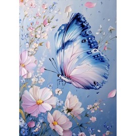 MAXBYE Diamond Painting Kits for Adults, 5D Butterfly Diamond Art Kits DIY Full Drill Animal Gem Art for Beginner, Pink Flower Crystal Cross Stitch Craft for Home Wall Decor Holiday Gifts 30x40cm