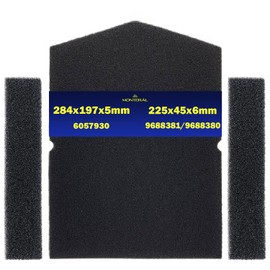 Set of Sponge Filter for Tumble Dryer with the Original Code 6057930 + 9688381 9688380 for Miele has the Size 284 x 197 x 5 mm + 225 x 45 x 6 mm - Warranty 10 Years - MONTERAL