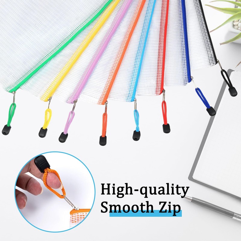 Flow fire A5 Plastic Zip Wallets, 24 Pcs Mesh A5