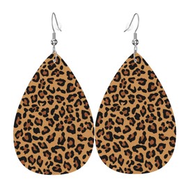 Cheetah Leopard Print Earrings For Women Faux Leather Jewelry Dangle Teardrop Earrings