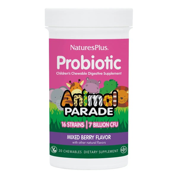 Suplemento probiótico Natures Plus Animal Parade de 30 tabletas