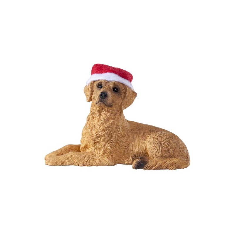Sandicast Golden Retriever with Santa Hat Christmas Ornament