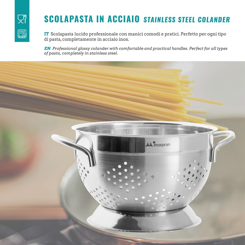 INOXPRAN - Stainless Steel Strainer - Professional Strainer with Handles