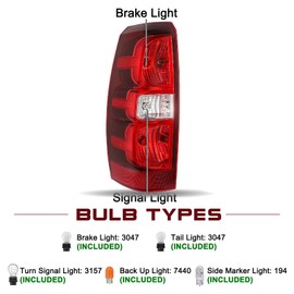 JSBOYAT Tail Light Assembly Compatible With 2007-2013 Chevy Avalanche Rear Taillight OE Direct Replacement Brake Tail Lamp LH (Left Driver Side)