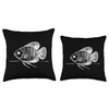 Elegant Line Art Dwarf Gourami Fish Throw Pillow