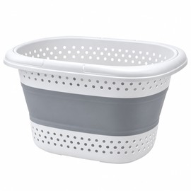 Collapsible Plastic Laundry Basket for Dirty Clothes Storage – Space-Saving Foldable Hamper for Bathroom & Laundry Room