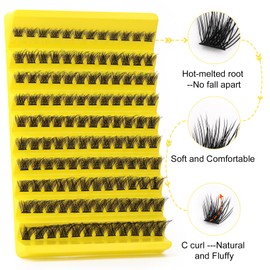 EMEDA Eyelash Clusters with Eyelash Glue and Sealer Applicator, 8 mm Cluster Lashes with Bond and Seal Kit, Eyelash Glue with DIY Individual Eyelash Clusters, DIY Eyelash Extension Kit (M01 8 mm)