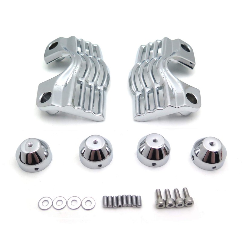 HTTMT- Chrome Slotted Finned Spark Plug Head Bolt Covers Compatible