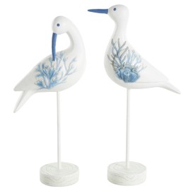 Deco 79 Polystone Bird Decorative Sculpture Home Decor Statues, Set of 3 Accent Figurines 15", 15", 14"H, White