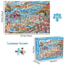 Jigsaw Puzzles for Adults 1000, Puzzles for Adults, Challenging Puzzles, Puzzle Game for The Whole for Women, Gifts for Men, Theme:Summer Beach