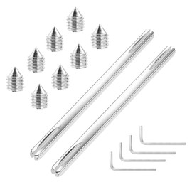Huangyihan Door Handle Spindle Bar Square Pin 8 mm x 150 mm with 8 Screws and 4 Handles Door Fitting Square Pin Fixing Pin Door Handle Steel Spindle Bar Solid Steel Pack of 2