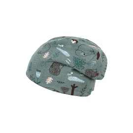 Sterntaler Boys Slouch Beanie Forest Motif Hat, dark green