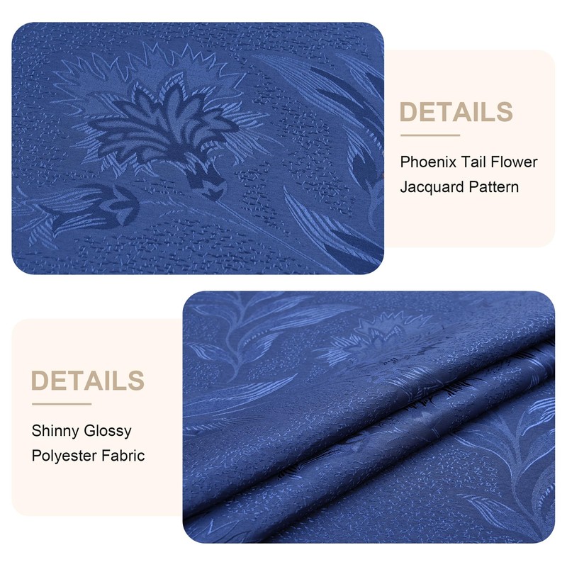 Wolkemer Shiny Oval Jacquard Tablecloth 60 x 102 Inch Navy