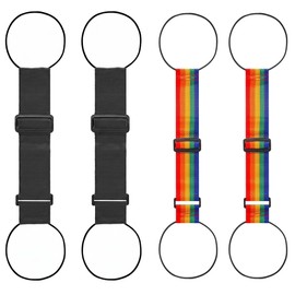 Add-A-Bag Luggage Straps 4 Pack, Adjustable Elastic Bungee Travel Suitcase Straps, Multi-Functional Bag Connector Straps for Connecting Suitcases, Backpacks & Travel Accessories(Rainbow+Black)