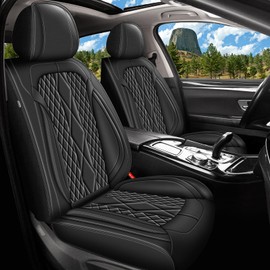 AOMSAZTO Car Seat Covers Front Seats Fit for Nissan Murano 2011-2024: Waterproof Breathable Durable Faux Leather Car Seat Cushion Compatible Airbag(2 Seat Covers Black)