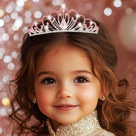 CAKURE Small Tiara Crown with Comb Pink Rhinestone Princess Tiaras Sparkly Hair Accessories for Women and Girls (a-silver, one size)