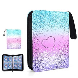 Card Scrapbook 400 Pockets 50 Pages, Trading Card Albums, Waterproof, Exquisite Gifts (400 Pockets, Heart-Shaped)