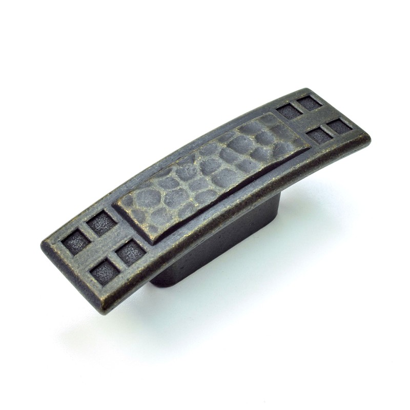 (25-Pack) Hammered Mission/Craftsman Style Kitchen Cabinet Knob Pulls, Dark Antique